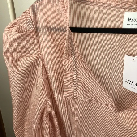 NWT MISA LOS ANGELES Maya Pinstripe Woven Shift Dress M